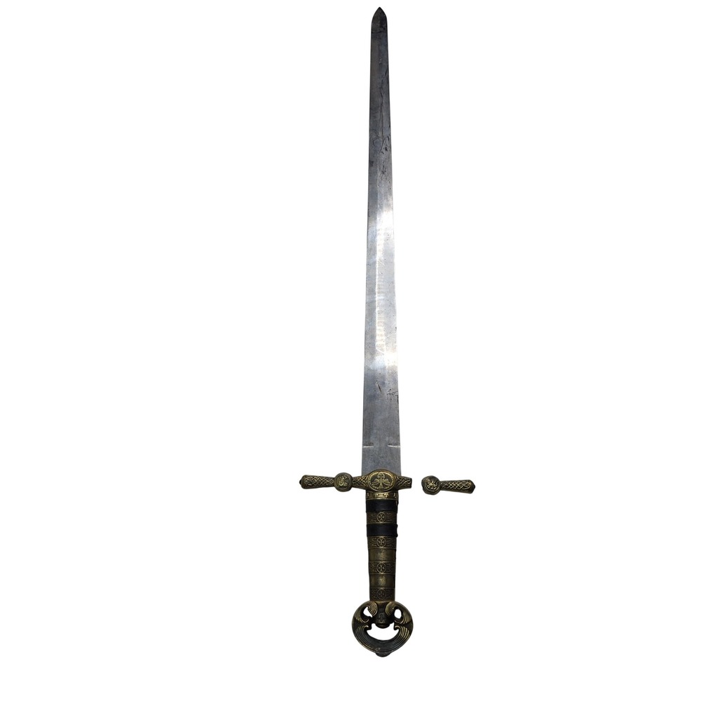Vintage Decorative Medieval Broadsword Ornate Brass Hilt Eagle Motif 40.5"